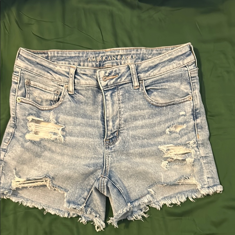 American Eagle Outfitters Blue Jean Shorts Distressed Style